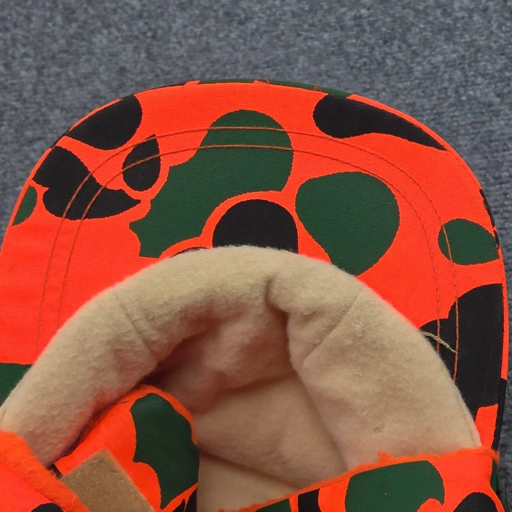 Vintage Northern Cap Hunting Trapper Hat XL Orange Camo GoreTex 80s Made in USA